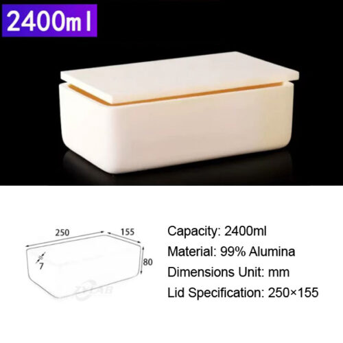 2400ml High-Purity Alumina Rectangular Crucible