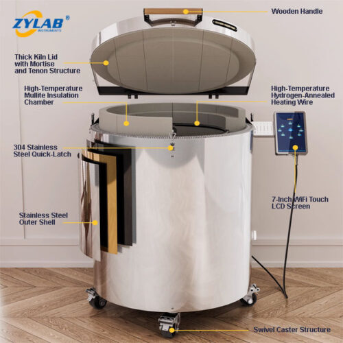 80L Top Loading Pottery Kiln with Full Ring Firing for Ceramic Firing